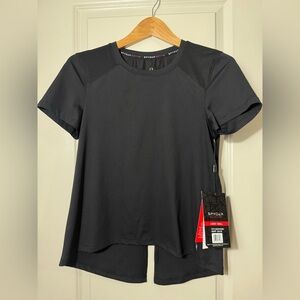 NWT Spyder Women’s Split Back Performance Shirt Black Open Back Athletic Top S
